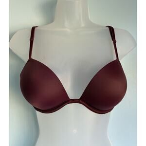 PINK Wear Everywhere Super Push Up Bra 34B Maroon Victoria's Secret